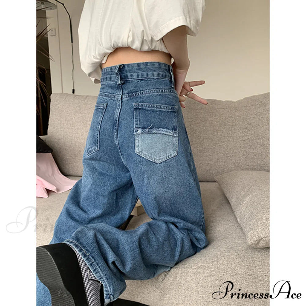 Blue Vintage High Waist Baggy Jeans