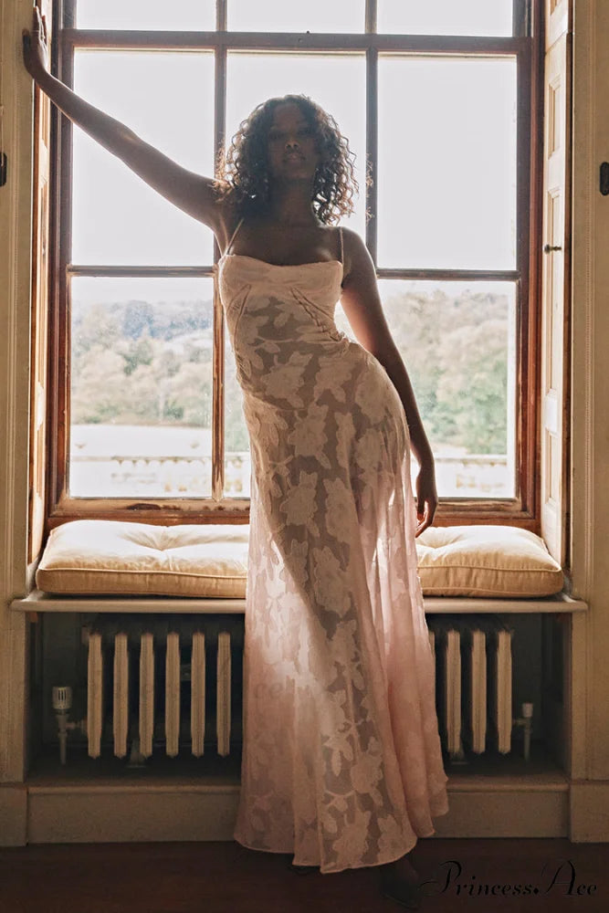 Blush of Elegance Charming Lace Maxi Dress