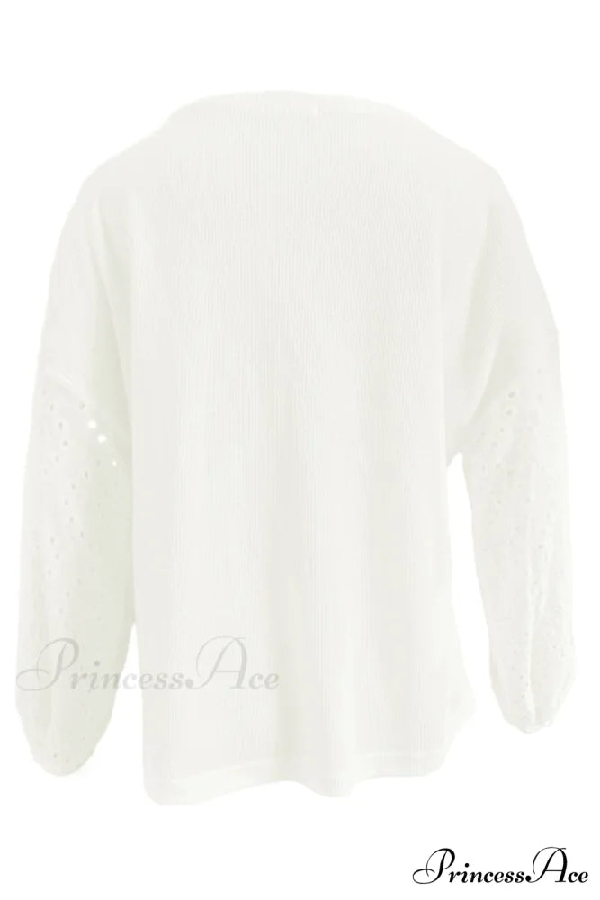 Boat with Openwork Dropped Blouse Neck Shoulders