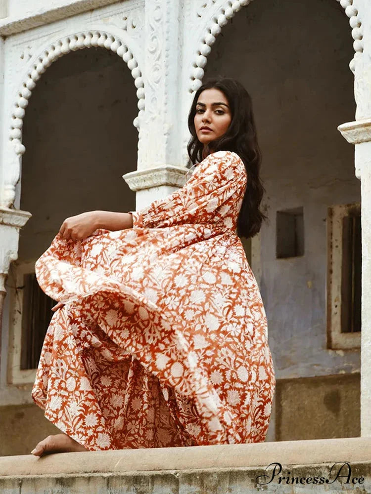 Bohemian Antique Lantern Sleeve Dress bohodress-250126