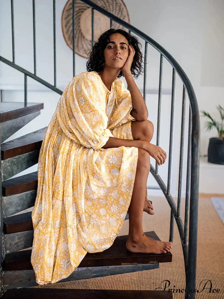 Bohemian Antique Lantern Sleeve Dress bohodress-250126