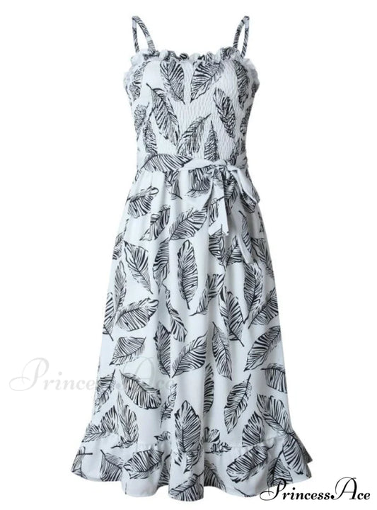 Bohemian Design Coastal Leaves Backless Dress