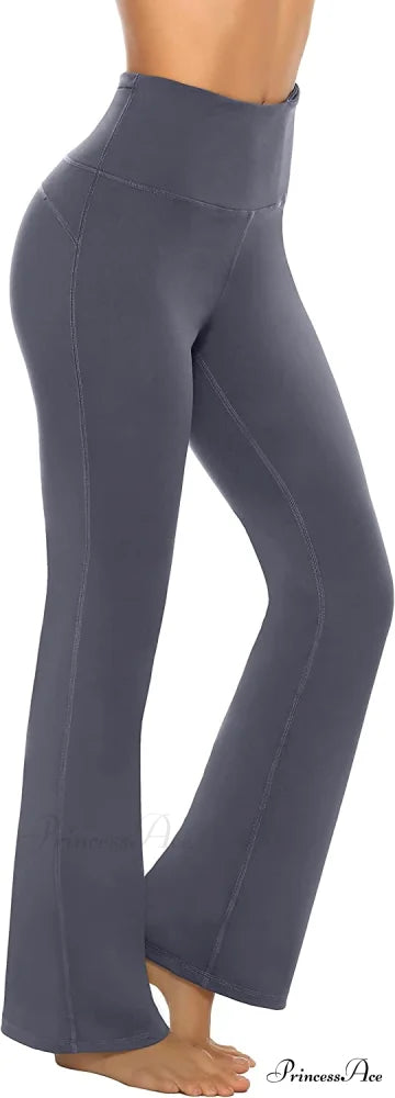 Bootcut High Waist Workout Bootleg Yoga Pants Dark Grey / Large