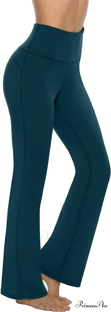 Bootcut High Waist Workout Bootleg Yoga Pants Teal / Large