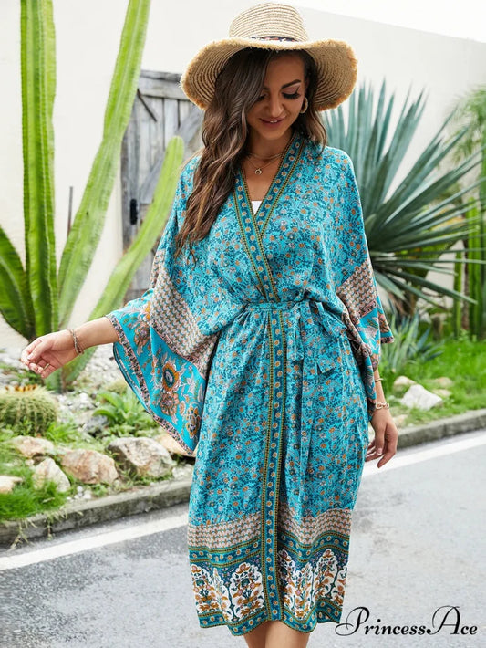 Botanical Bands Bohemian Attire Green / S bohodress-250126