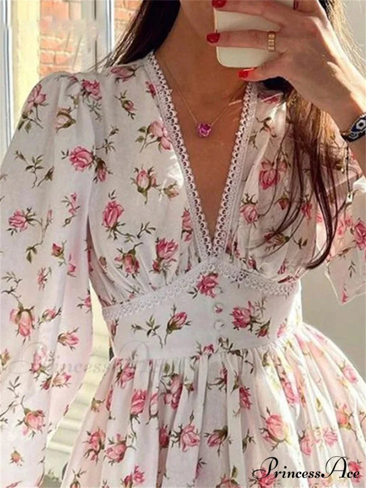 Botanical Lantern-Sleeve Mini Dress minidress-250223