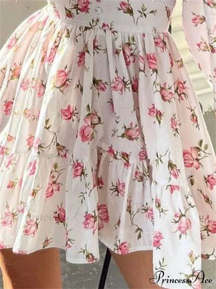 Botanical Lantern-Sleeve Mini Dress minidress-250223