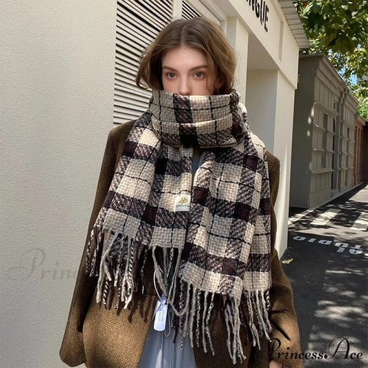 Botanical Pattern Cashmere Wrap Scarf black scarf-241228