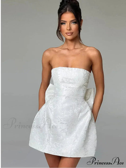 Bow Knot Open-Back Short Dress minidress-250223