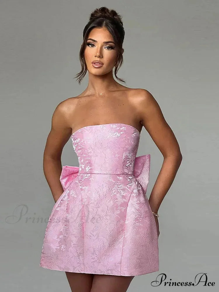 Bow Knot Open-Back Short Dress minidress-250223
