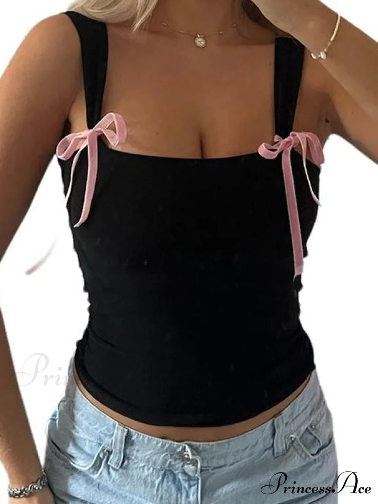 Bow Spaghetti Graceful Strap Sweet Dress