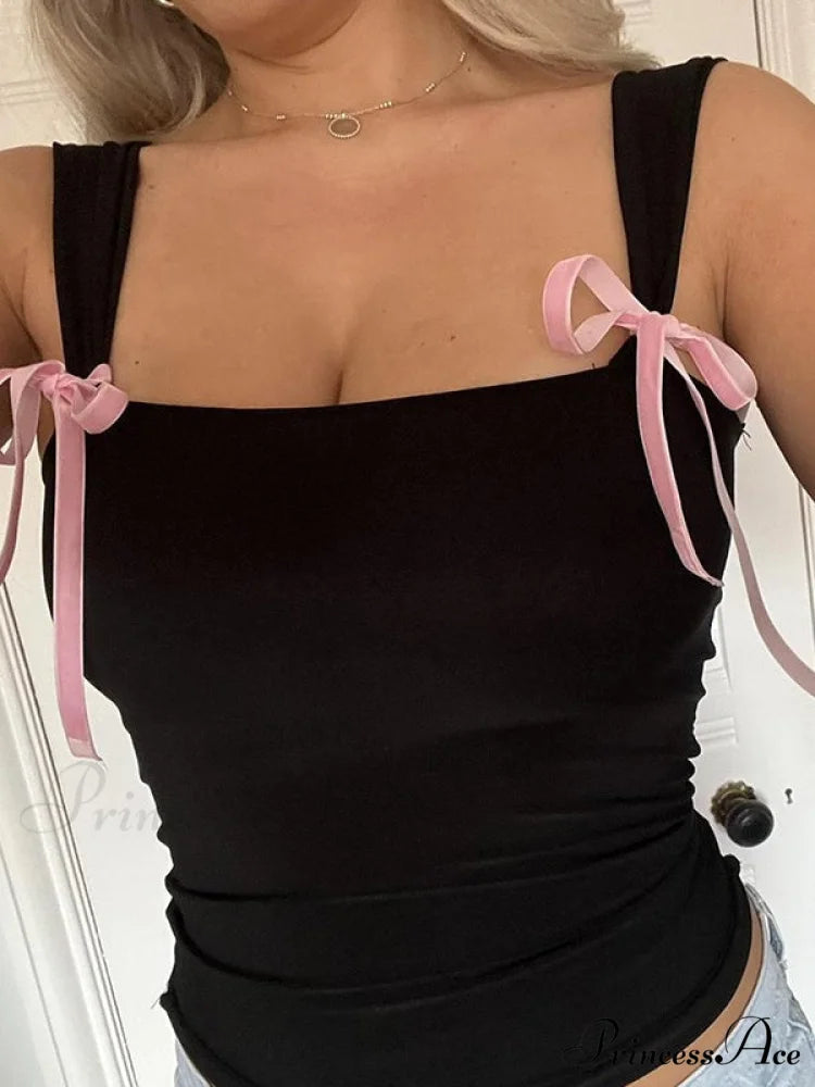 Bow Spaghetti Graceful Strap Sweet Dress