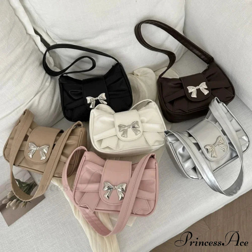 Bow Synthetic Leather Informal Shoulder Purse shoulder-250126