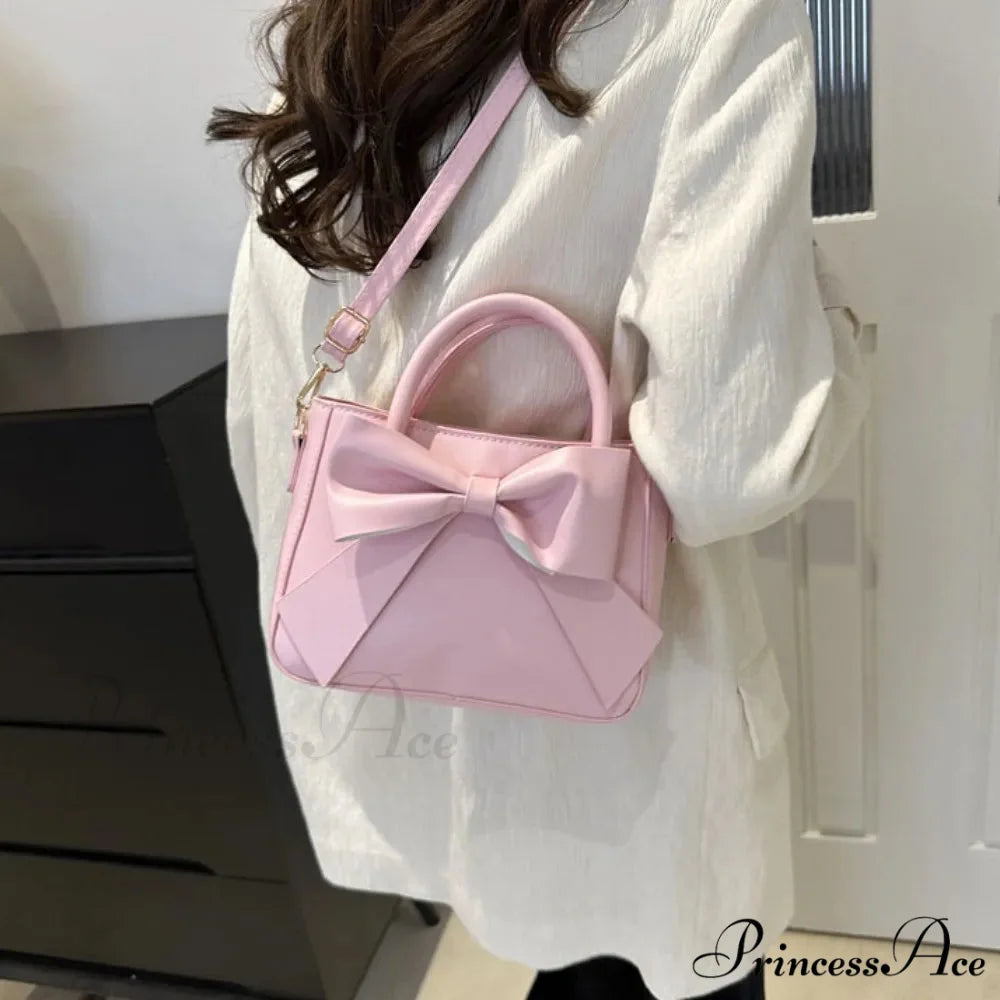Bow Synthetic Leather Solid Underarm Purse handbag-250126