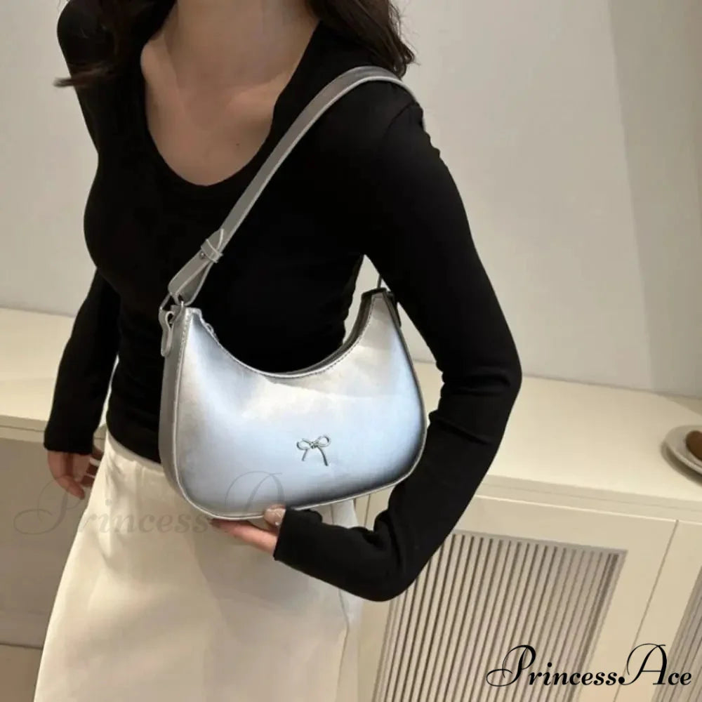 Bowknot Solid Synthetic Leather Shoulder Bag shoulder-250126