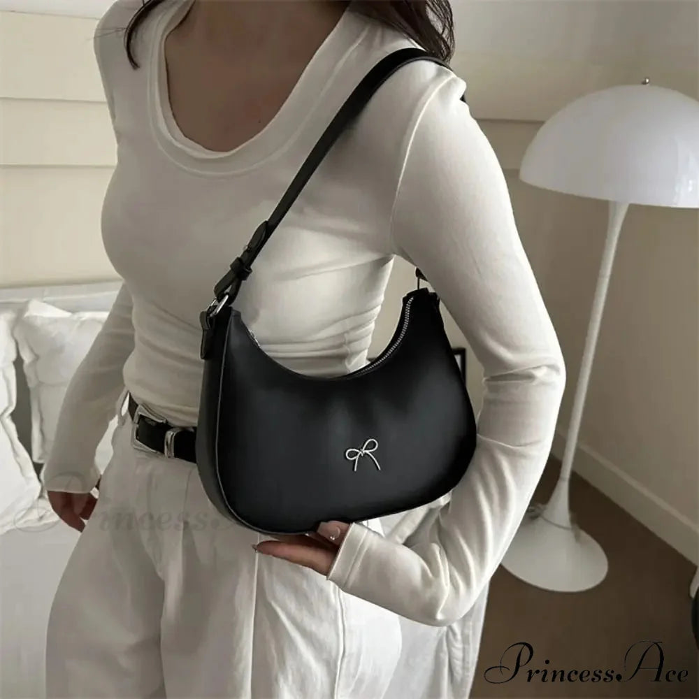 Bowknot Solid Synthetic Leather Shoulder Bag shoulder-250126