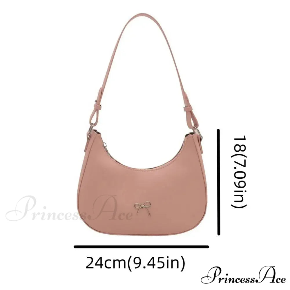 Bowknot Solid Synthetic Leather Shoulder Bag shoulder-250126