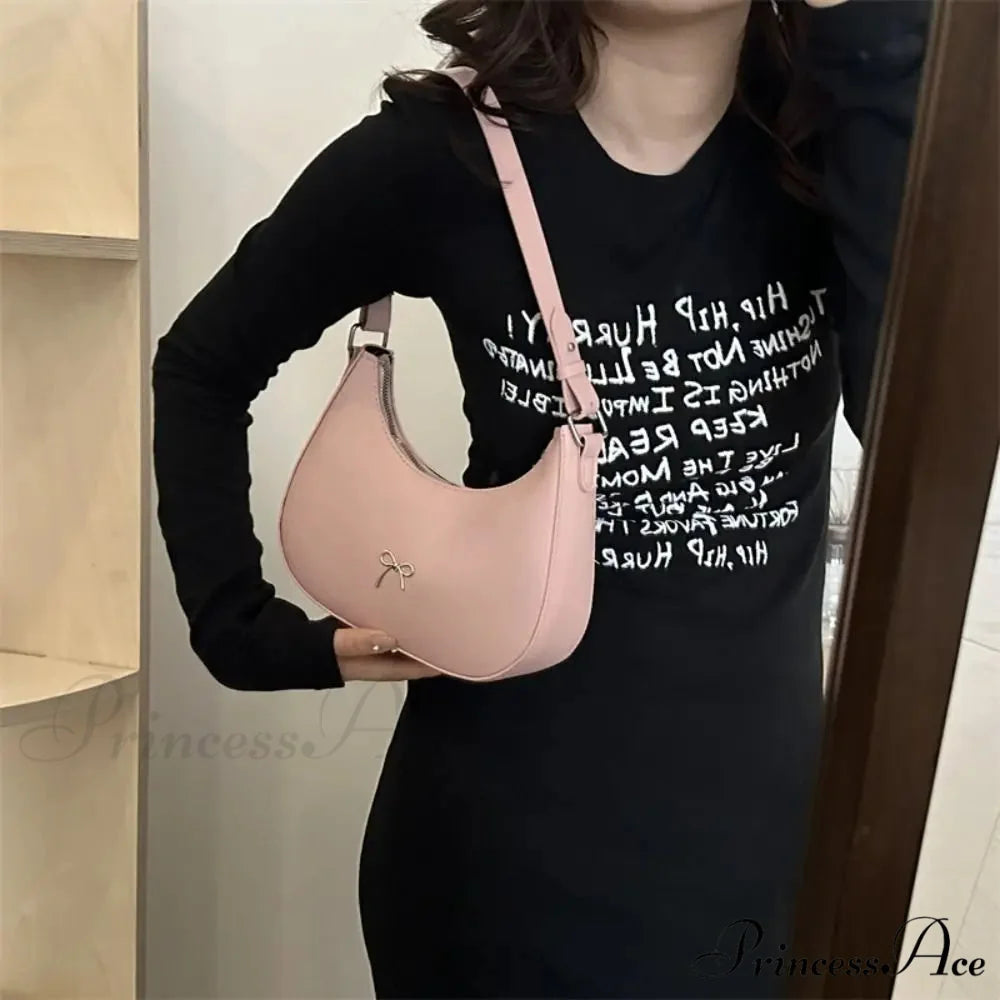 Bowknot Solid Synthetic Leather Shoulder Bag shoulder-250126