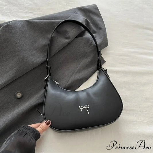 Bowknot Solid Synthetic Leather Shoulder Bag color1 shoulder-250126