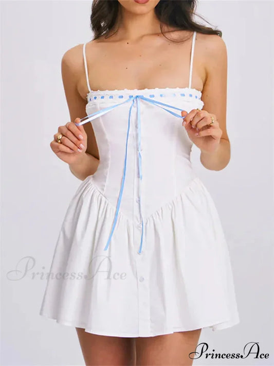 Bowknot Square-Neck Small Dress minidress-250223