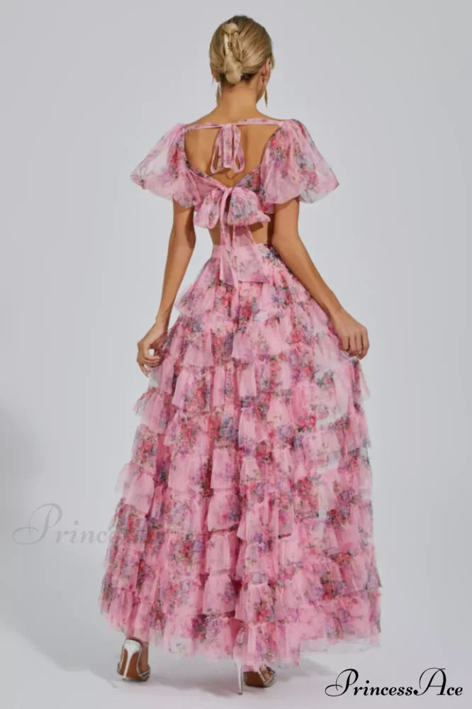 Braylee Purple Stylish Floral Ruched Set