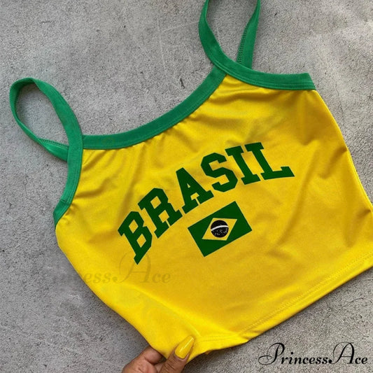 Brazil Letter Gothic Cropped Blouse croptop-250223