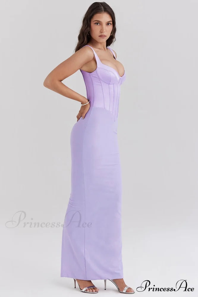 Breeze Orchid Satin Charming Corset Maxi Dress