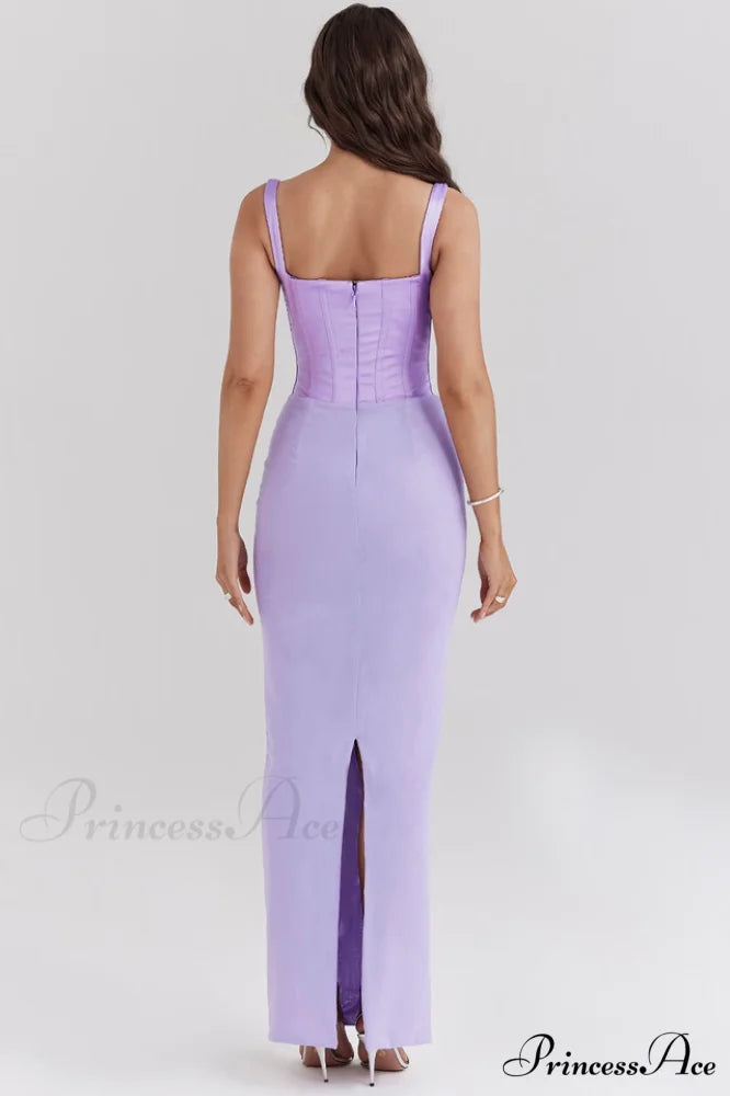 Breeze Orchid Satin Charming Corset Maxi Dress