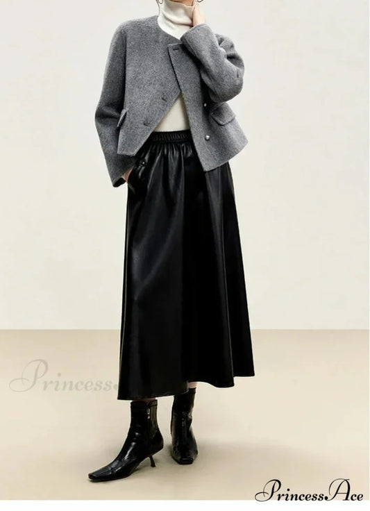 Brief Wool Crew Neck Solitary Overcoat overcoats-241228