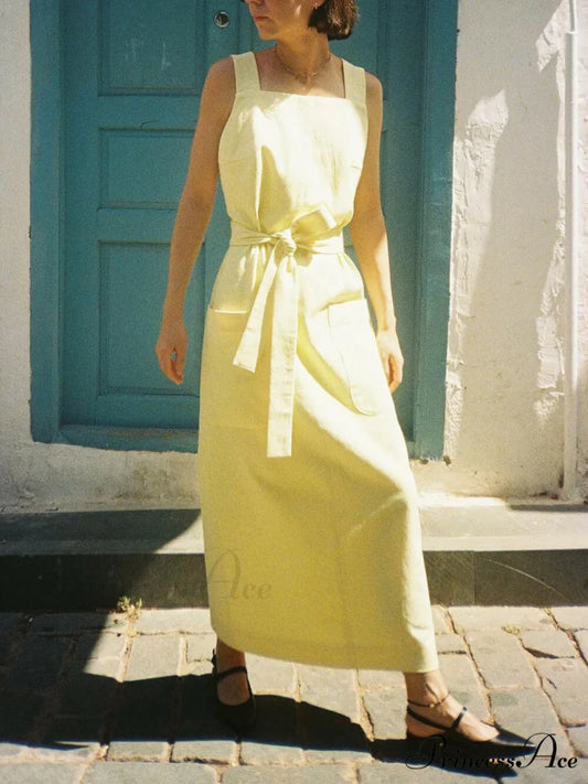 Bright Backless Stylish Tank Shift Dress Yellow / S