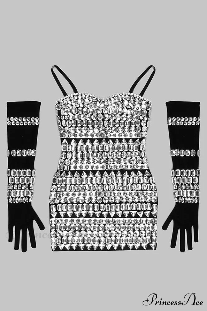 Brisbane Rhinestones Stylish Embellished Mini Dress