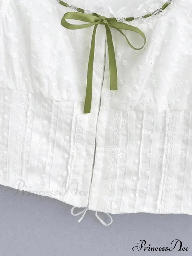 Broderie Lace Trim Trendy Crop Tank Top