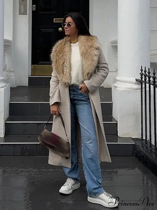 Brown Soft Faux Fur Informal Overcoat overcoats-241228