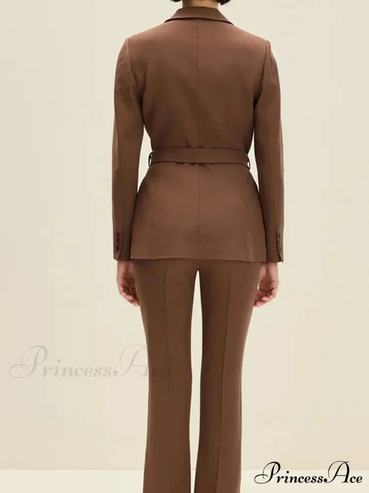 Brown Sophisticated Single Buttoned Suit Jacket coats-241228