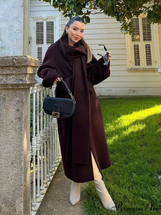 Brown Tender Fluffy Faux Fur Lapel Overcoat overcoats-241228