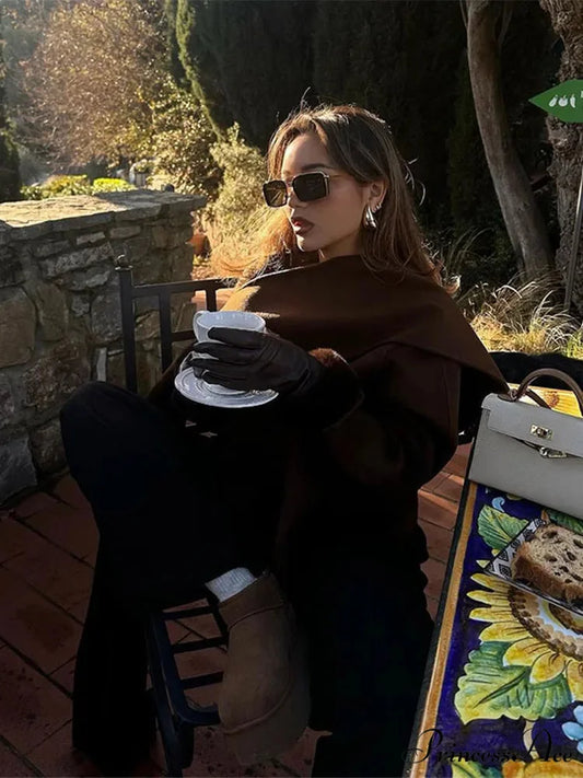 Brown Woolen Brief Jacket coats-241228