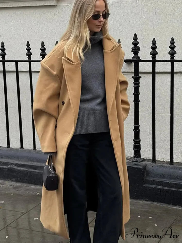 Brown Woolen Dual Buttoned Coat coats-241228