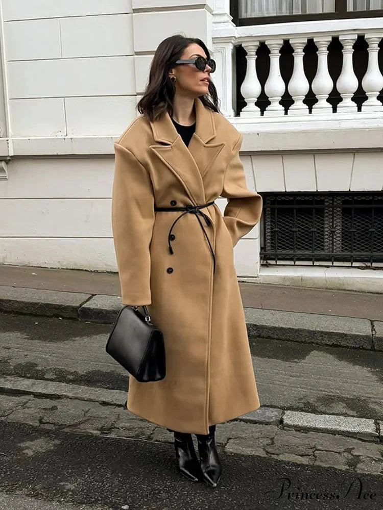 Brown Woolen Dual Buttoned Coat coats-241228