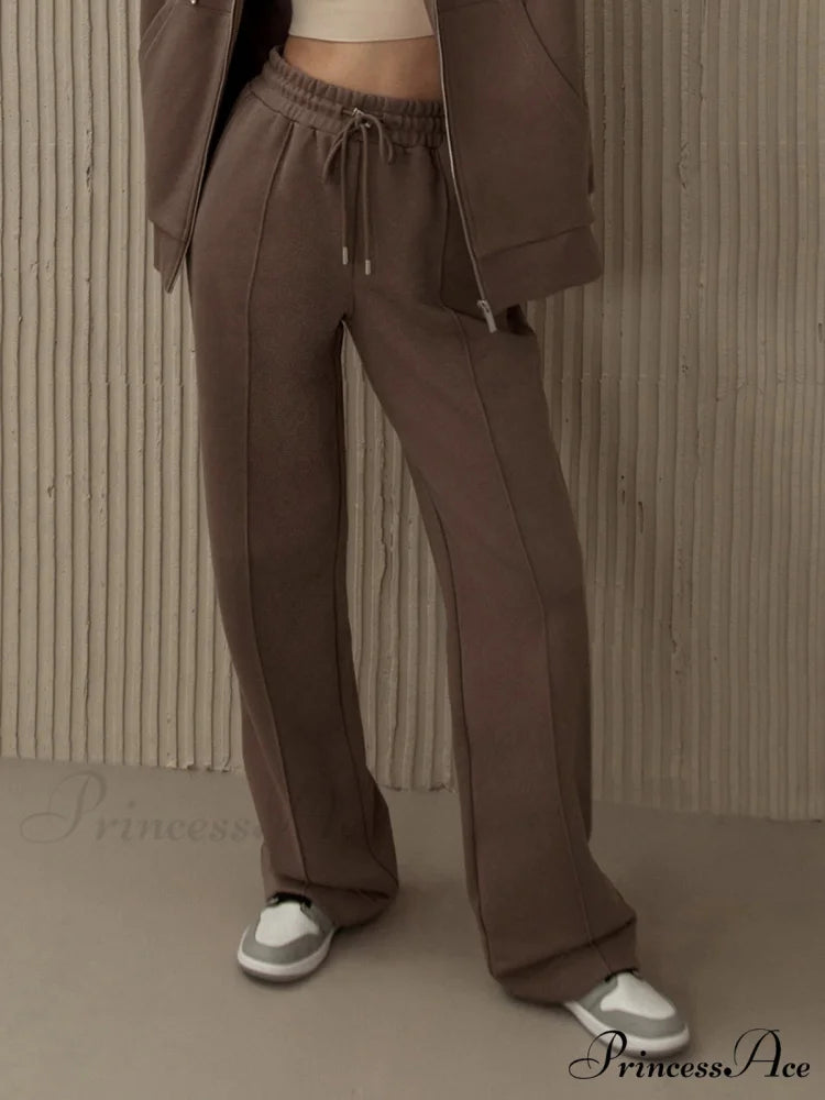 Brownie Charming Drawstring Sweatpants Brown / XS