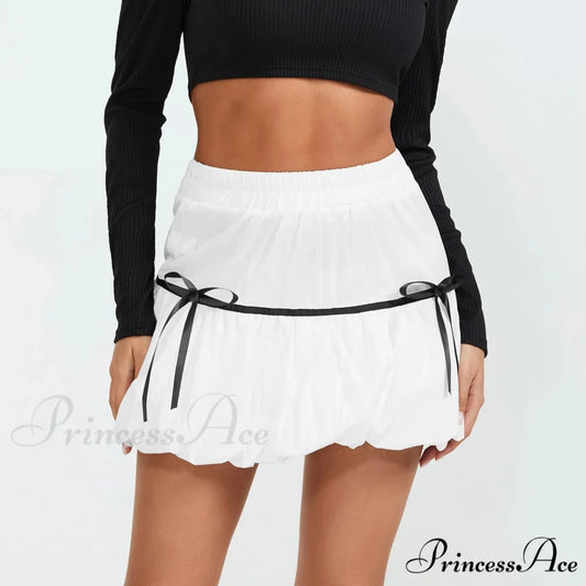 Bubble Ribbon A-Line Skirt WHITE / S skirts-250223