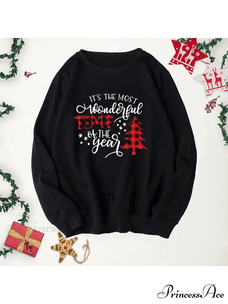 Buffalo Plaid Trees Christmas Hoodie black1 / S Christmas Hoodies-L
