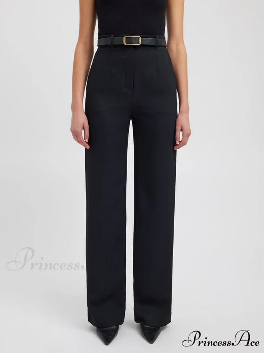 Business Casual Straight Trendy Leg Dress Pants Black / XS