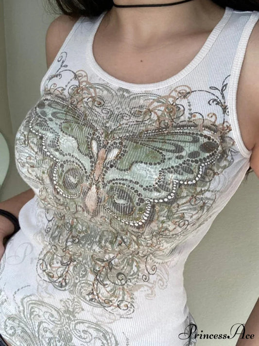 Butterfly Charm Graceful Silver Bandeau Top