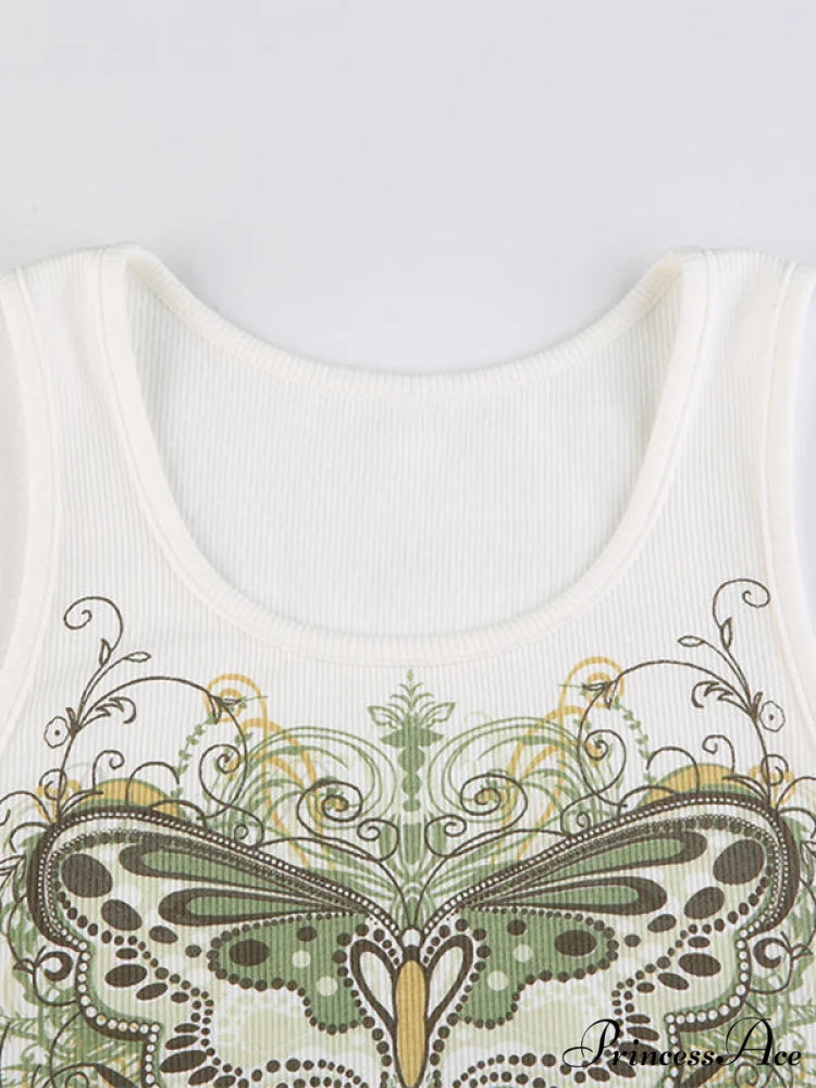 Butterfly Charm Graceful Silver Bandeau Top