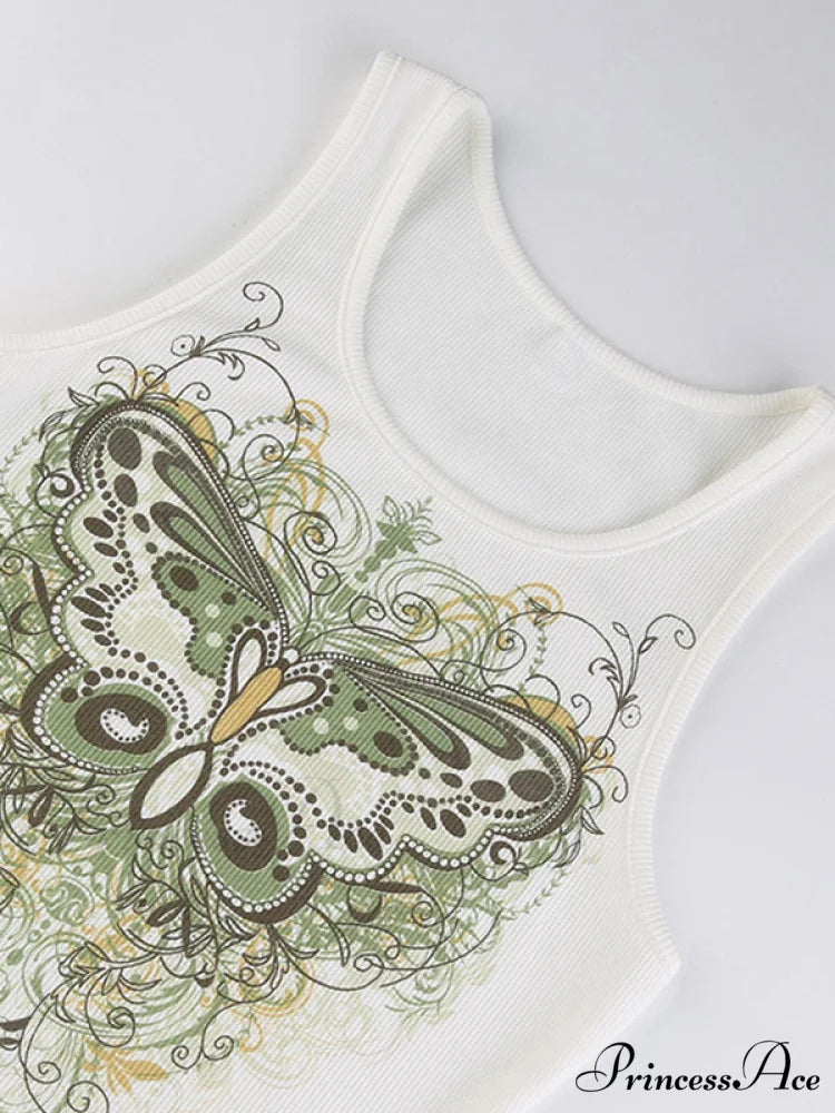Butterfly Charm Graceful Silver Bandeau Top