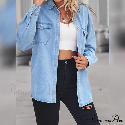 Button Arm with Blouse Long Casual Women’s Pocket