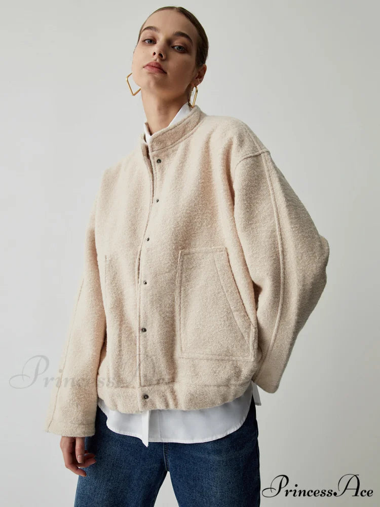 Button Down Double Trendy Pockets Bomber Jacket