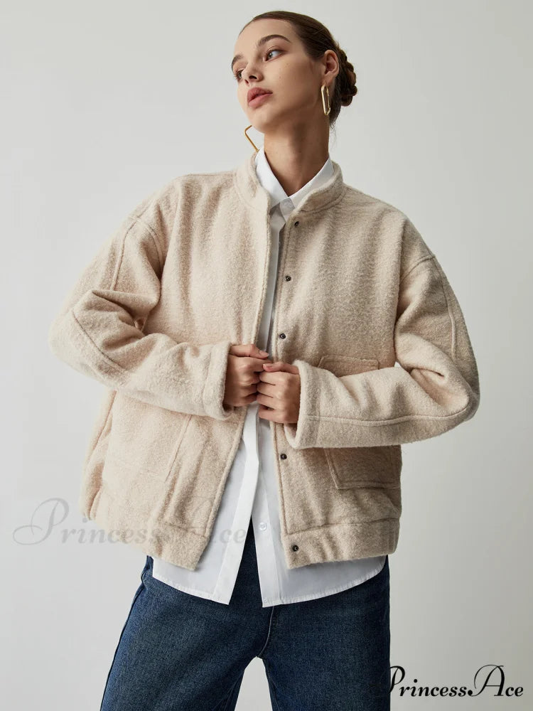 Button Down Double Trendy Pockets Bomber Jacket