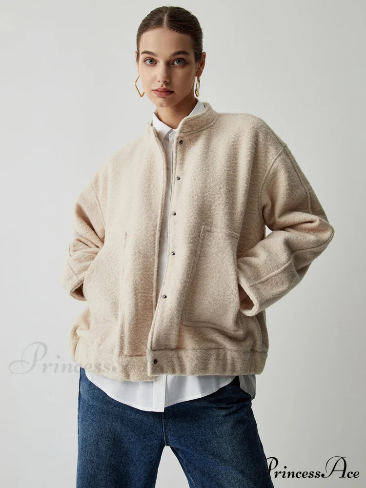 Button Down Double Trendy Pockets Bomber Jacket