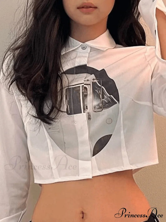 Button Front Graceful Crop Cami Top White / S